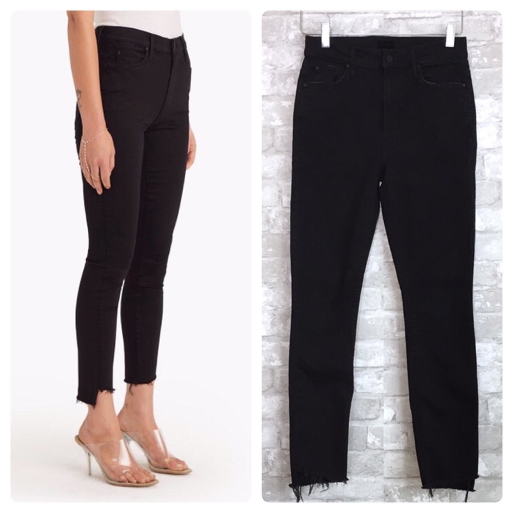 MOTHER | Stunner Zip Ankle Step Fray Black Jean